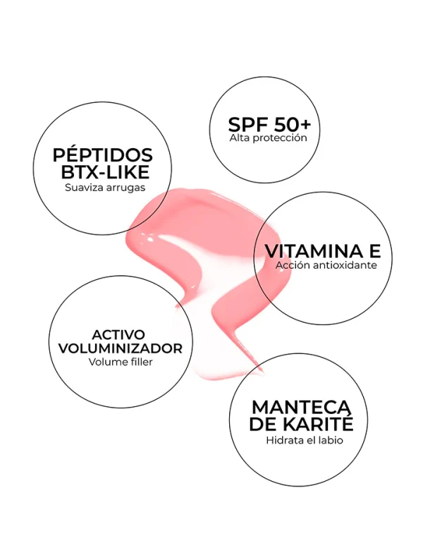 Bálsamo labial SPF+, antiarrugas y efecto volumen. Sabor fresa. - Imagen 2