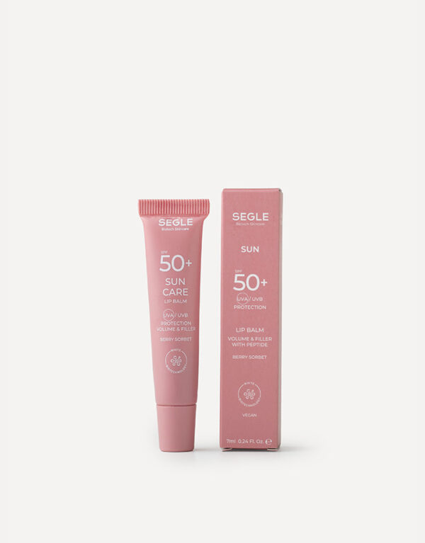 Bálsamo labial SPF+, antiarrugas y efecto volumen. Sabor fresa.